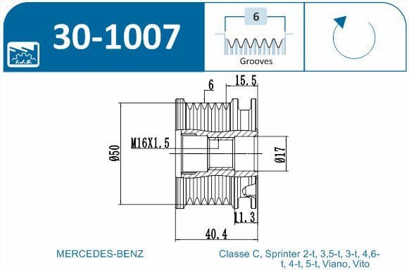 Alternator Freewheel Clutch Technology & Quality, Made in Spain 30-1007 - image 2