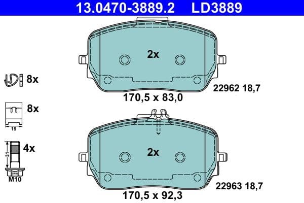 Brake Pad Set, disc brake ATE Ceramic 13-0470-3889-2