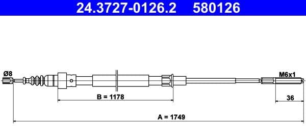 Cable Pull, parking brake 24-3727-0126-2