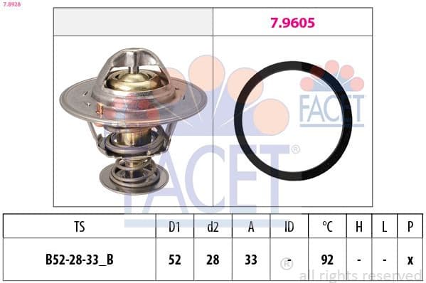 Thermostat, coolant Made in Italy - OE Equivalent 7.8928