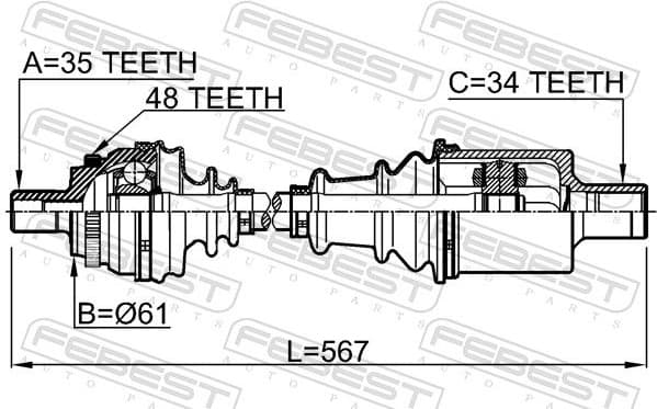 Drive Shaft 1614-210LH - image 2