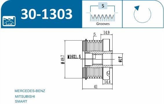 Alternator Freewheel Clutch 30-1303 - image 2