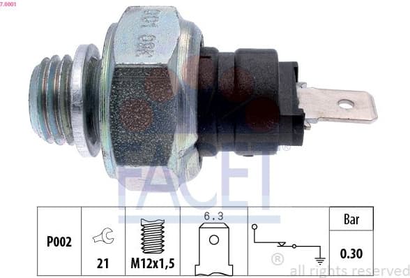 Oil Pressure Switch Made in Italy - OE Equivalent 7.0001
