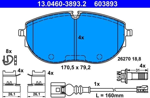 Brake Pad Set, disc brake 13.0460-3893.2