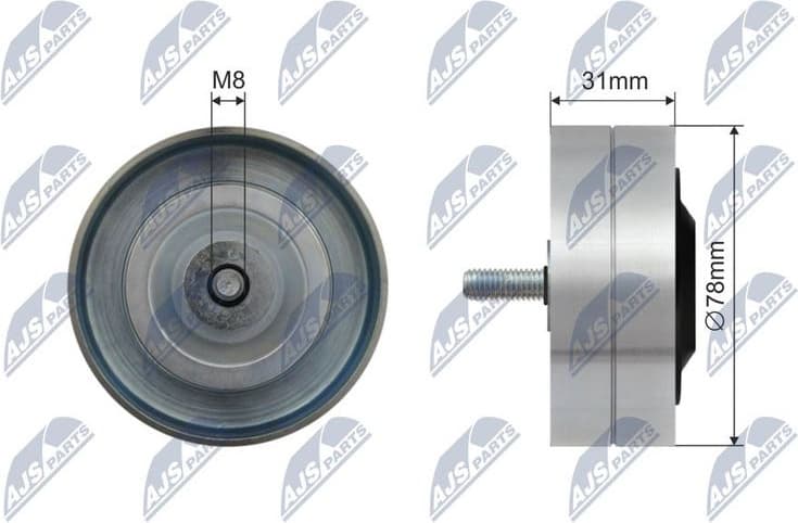 Deflection/Guide Pulley, V-ribbed belt RNK-AU-082