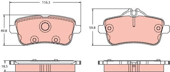 Brake pads rear, Top Quality GDB2391