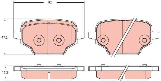 Brake pads rear, Top Quality GDB2410