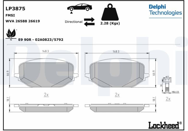 Brake Pad Set, disc brake LP3875