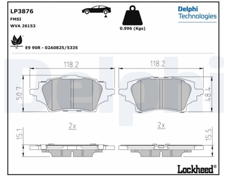 Brake Pad Set, disc brake LP3876