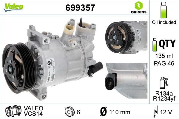 Compressor, air conditioning VALEO ORIGINS NEW OE TECHNOLOGY 699357 - image 3