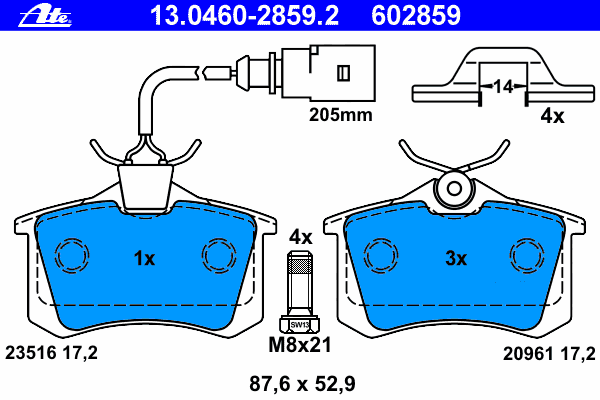 Brake Pad Set, disc brake 13.0460-2859.2