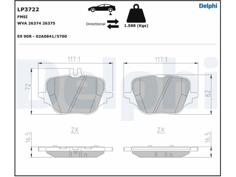 Brake Pad Set, disc brake LP3722
