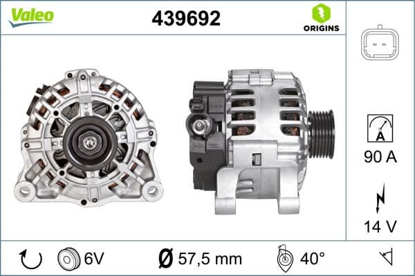 Alternator VALEO ORIGINS NEW OE TECHNOLOGY 439692