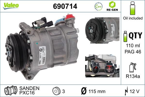 Compressor, air conditioning VALEO RE-GEN REMANUFACTURED 690714 - image 5