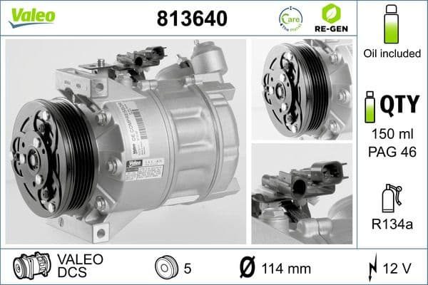 Compressor, air conditioning VALEO RE-GEN REMANUFACTURED 813640 - image 2