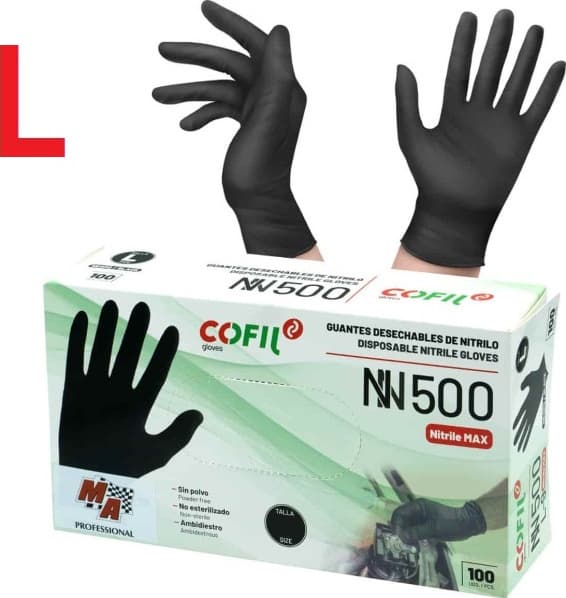 Nitrilinės darbinės pirštinės L juodos (100vnt.) AMTRA MA Professional - image 2