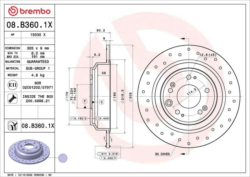 Brake Disc XTRA LINE - Xtra 08.B360.1X
