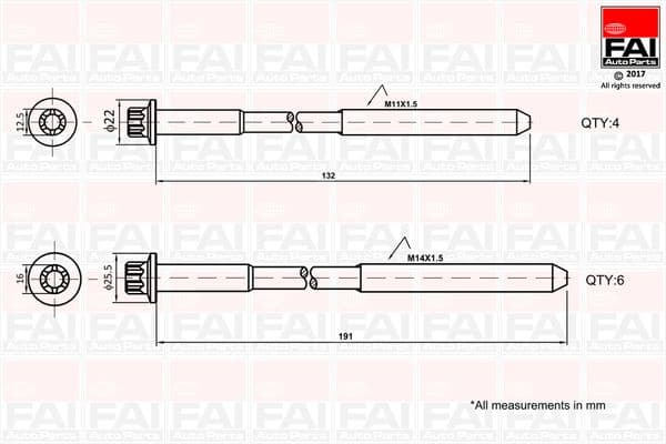 Cylinder Head Bolt Set B1625