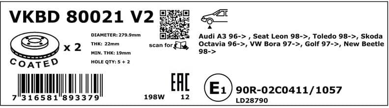 Brake Disc VKBD80021V2 - image 3