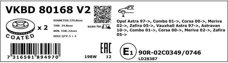 Brake Disc VKBD80168V2 - image 3