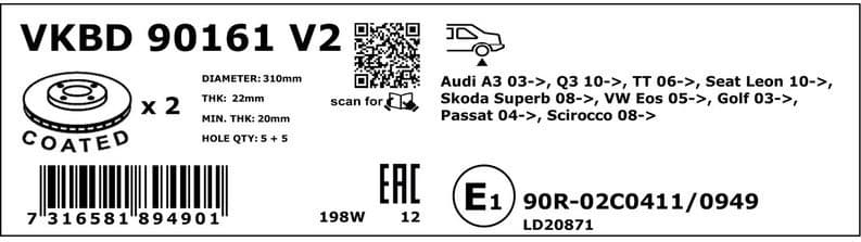 Brake Disc VKBD90161V2 - image 3