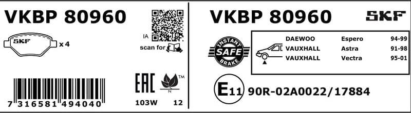 Brake Pad Set, disc brake VKBP80960 - image 3
