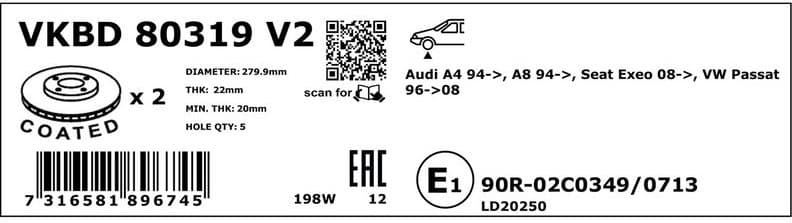 Brake Disc VKBD80319V2 - image 3