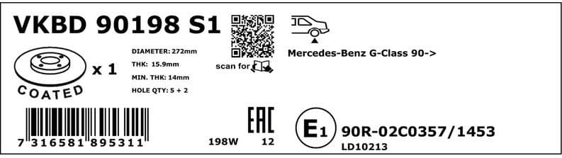 Brake Disc VKBD90198S1 - image 2
