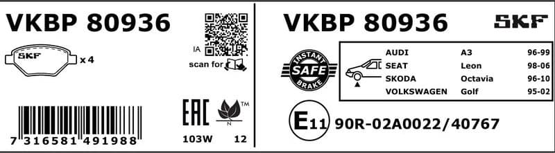 Brake Pad Set, disc brake VKBP80936 - image 3
