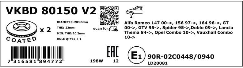Brake Disc VKBD80150V2