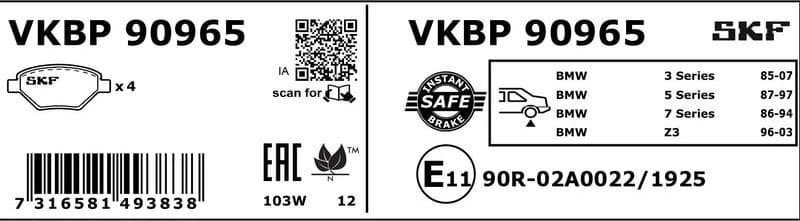 Brake Pad Set, disc brake VKBP90965 - image 2