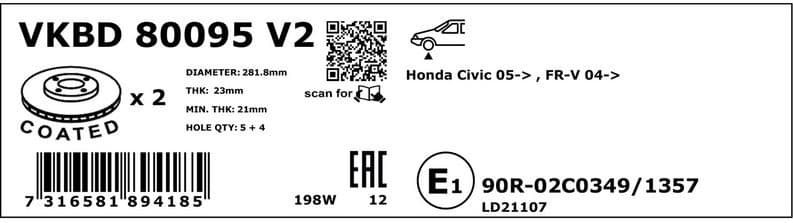 Brake Disc VKBD80095V2 - image 3