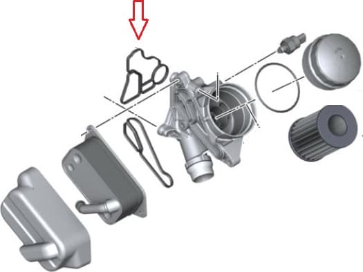 Gasket oil filter flange housing 504.530