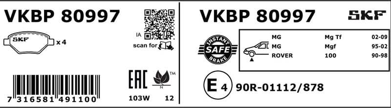 Brake Pad Set, disc brake VKBP80997 - image 3