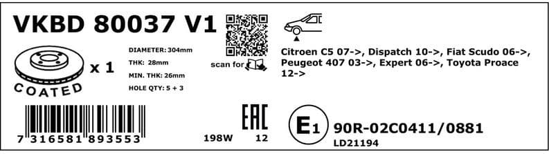 Brake Disc VKBD80037V1 - image 3
