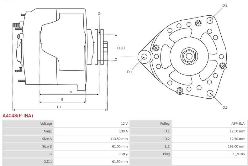 Alternator AS A4048(P-INA) - image 4