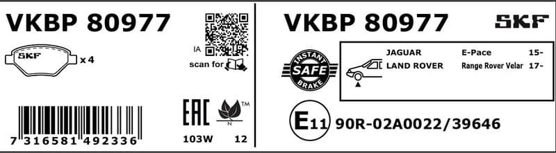 Brake Pad Set, disc brake VKBP80977