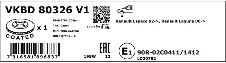Brake Disc VKBD80326V1 - image 3