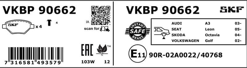 Brake Pad Set, disc brake VKBP90662 - image 2