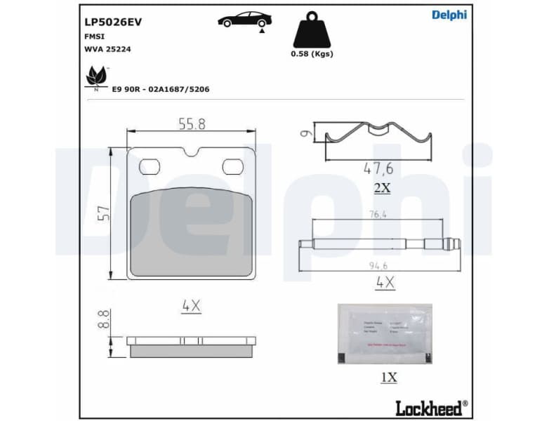 Brake Pad Set, disc parking brake LP5026EV