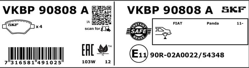 Brake Pad Set, disc brake VKBP90808A