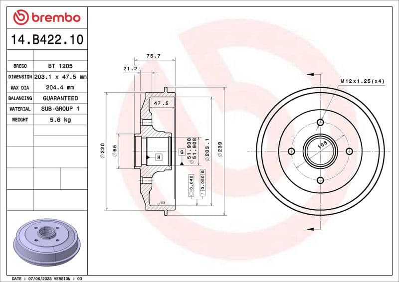 Brake Drum ESSENTIAL LINE 14.B422.10