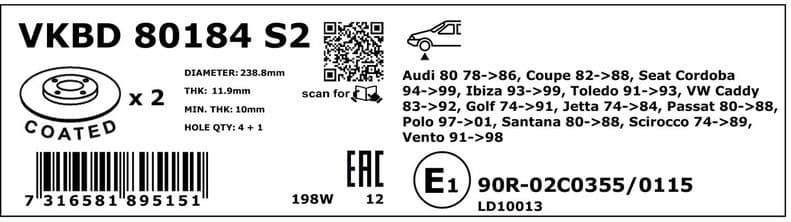 Brake Disc VKBD80184S2 - image 3