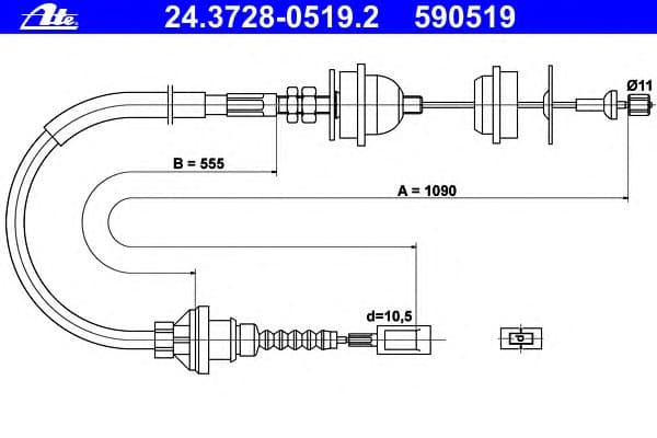 Cable Pull, clutch control 24.3728-0519.2