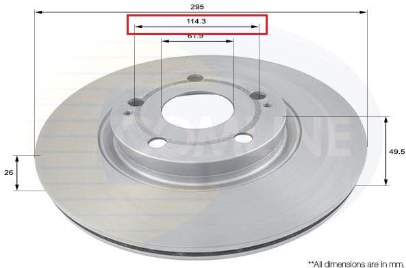 Brake disc, 1pcs FRONT ADC01134V