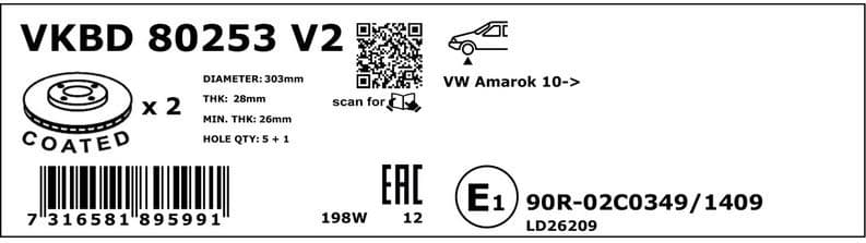Brake Disc VKBD80253V2 - image 3