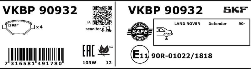 Brake Pad Set, disc brake VKBP90932 - image 2