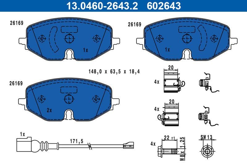 Brake Pad Set, disc brake 13.0460-2643.2