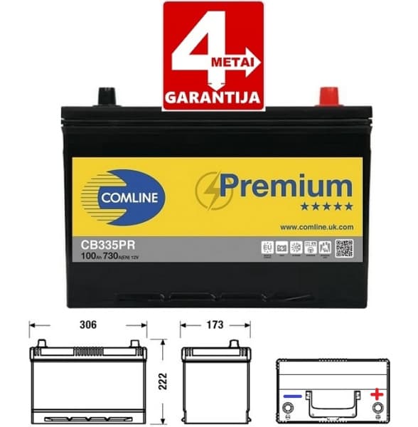 Akumuliatorius COMLINE PREMIUM 100Ah 730A - CB335PR