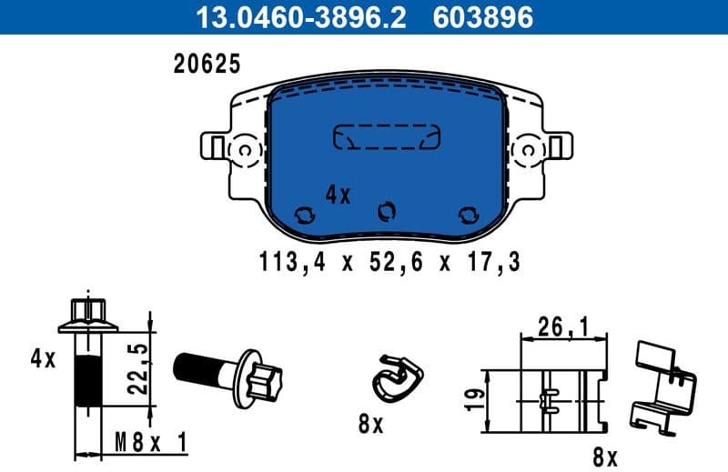 Brake Pad Set, disc brake 13.0460-3896.2